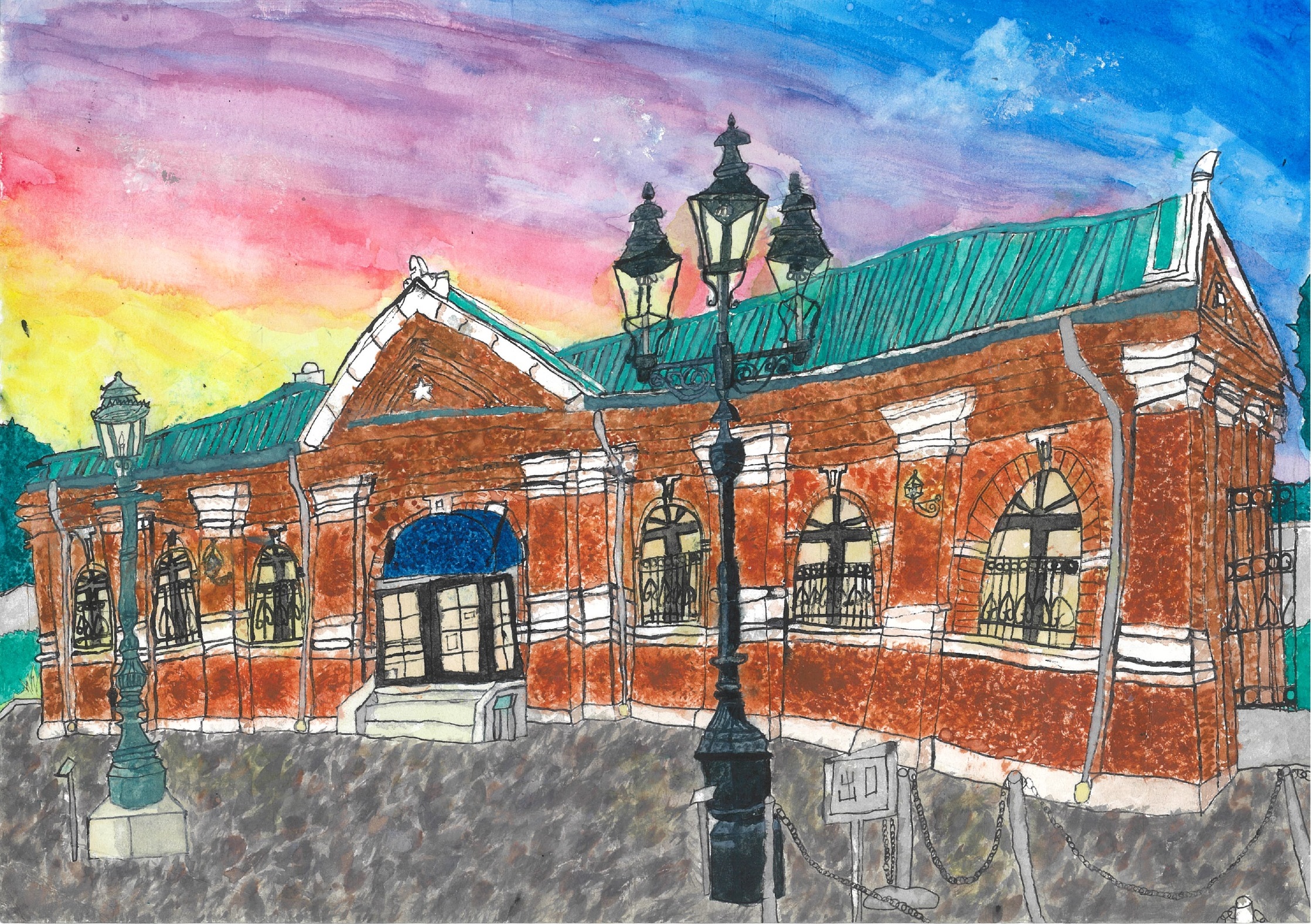 金賞 「夕焼けの中のガスミュージアム」 小平市立小平第十一小学校3年 宮本真帆さん